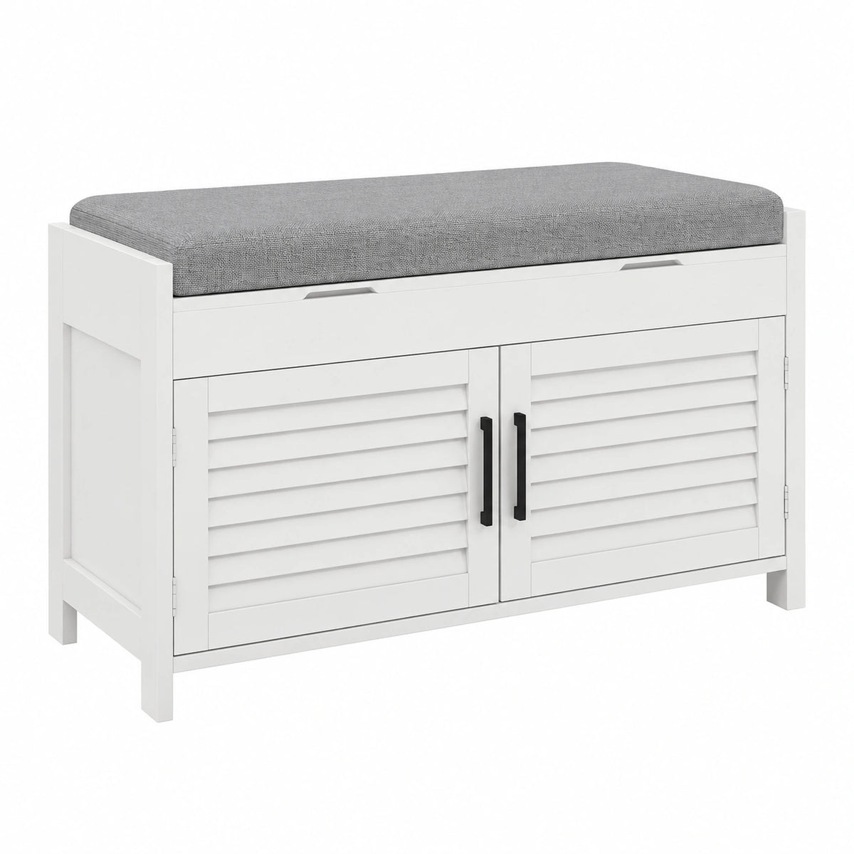Panca Scarpiera Ripiano 6 Livelli Slim 90 × 36 × 50 cm Bianco, Grigio, Ripiano Interno Regolabile, MDF, Tessuto Effetto Lino