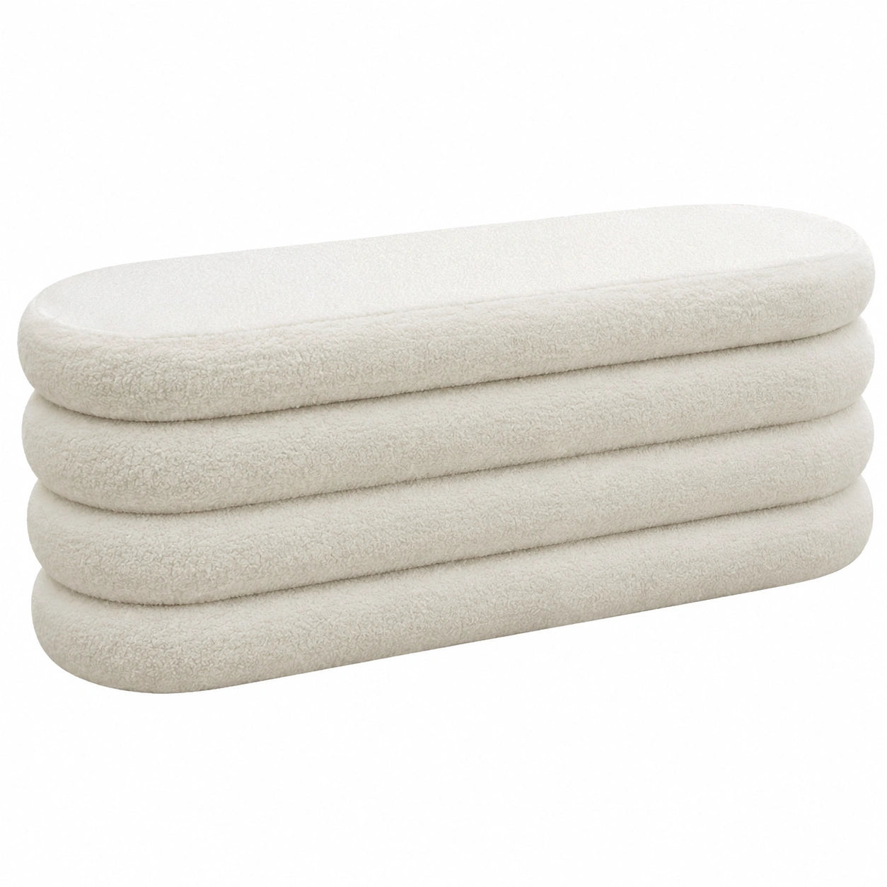 Panca Contenitore Imbottita, 2 Grandi Scomparti di Stivaggio, Rivestimento Bouclé, Pouf Letto Stile Scandinavo, Camera da Letto