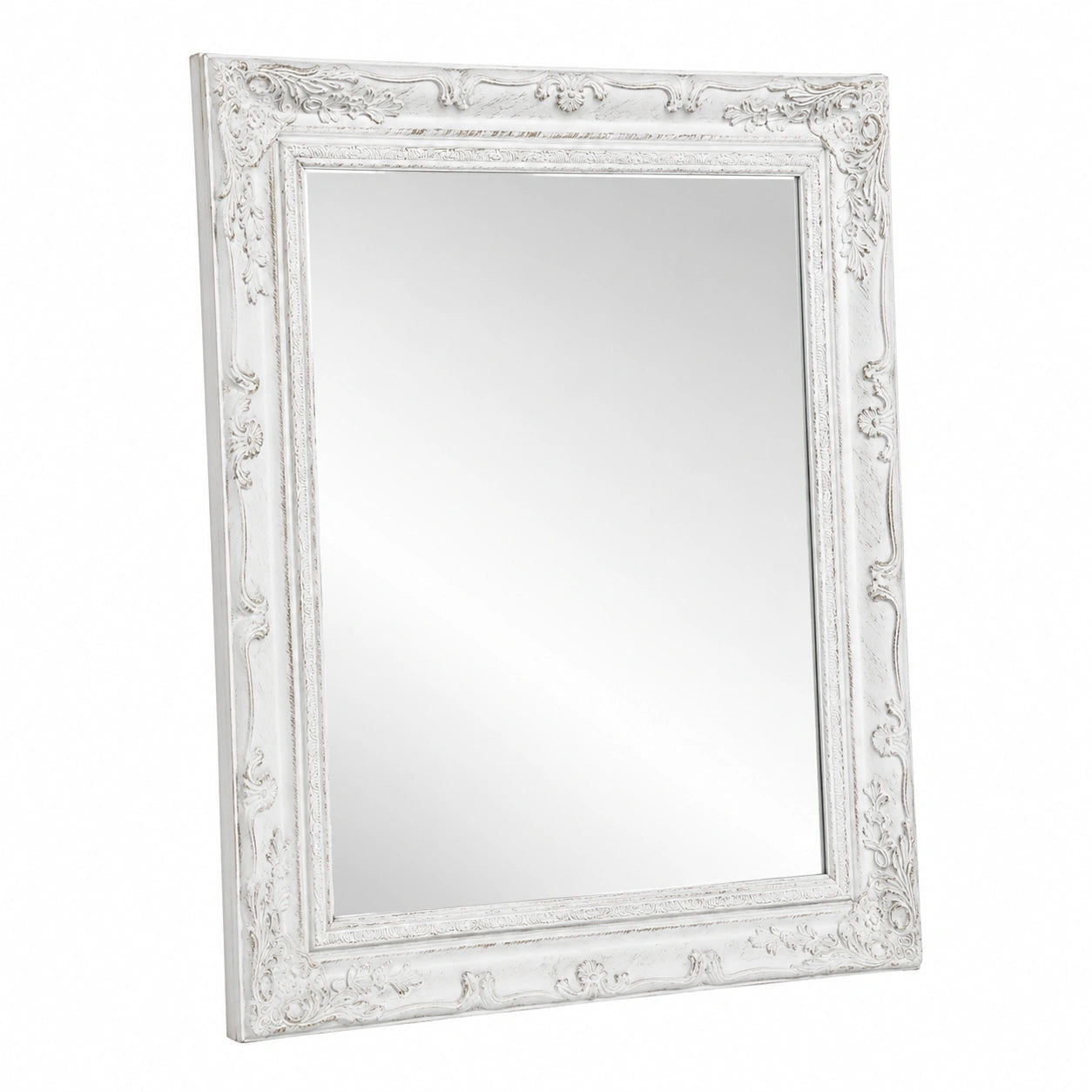 Specchio da parete 74 × 64 × 4 cm - Specchio bagno con cornice bianca - Specchio shabby - Specchi decorativi per la casa - Specchio da parete