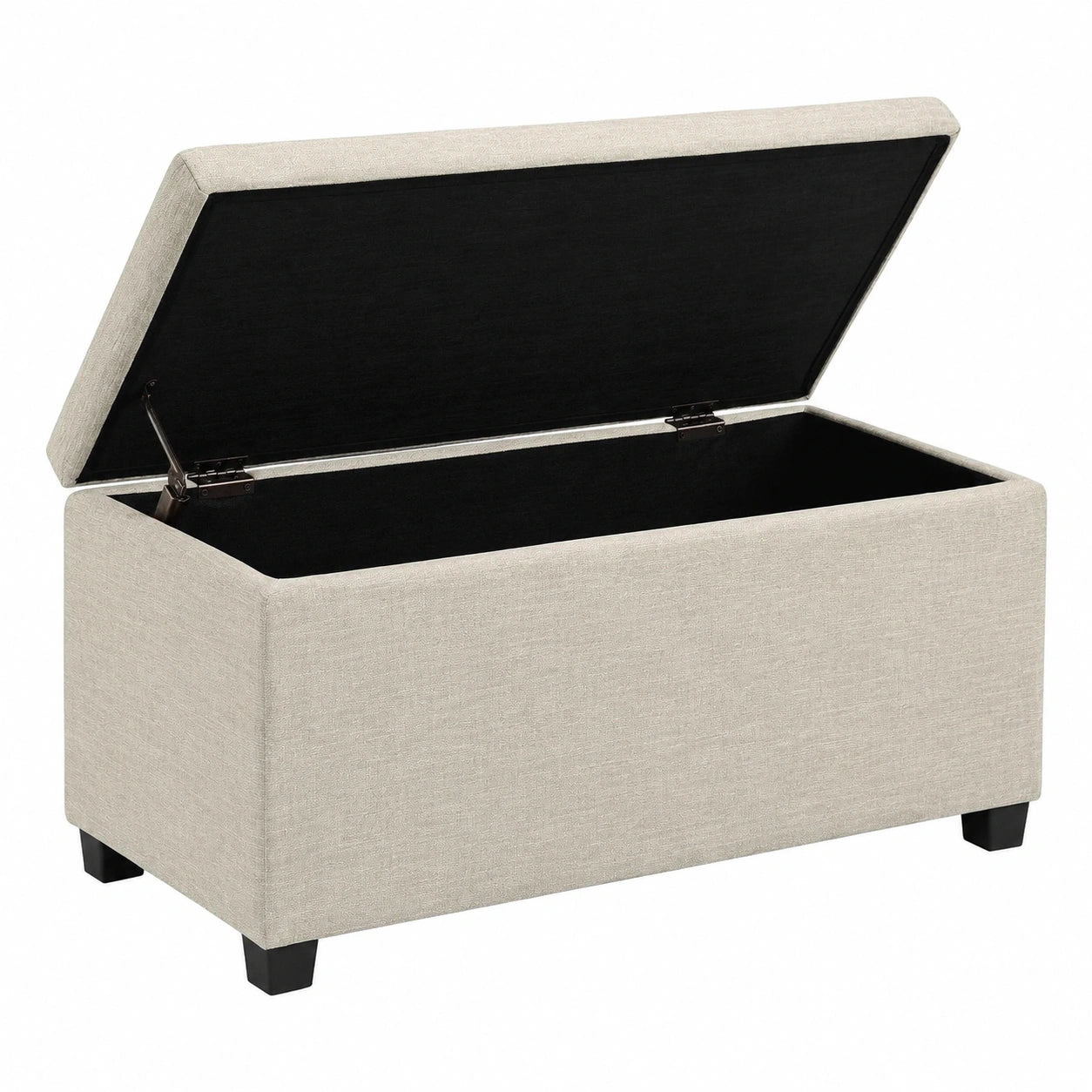 Pouf rettangolare imbottito Poliestere, contenitore portaoggetti e panca da ingresso, poggiapiedi, Beige, 42 × 91 × 43 cm (L x P x A)