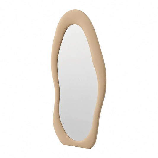 Specchio Ondulato Figura Intera con Rivestimento Cornice in Velluto, Specchietto Grande Asimmetrico per Decorazione Casa, Ufficio, Negozio, 60 × 160