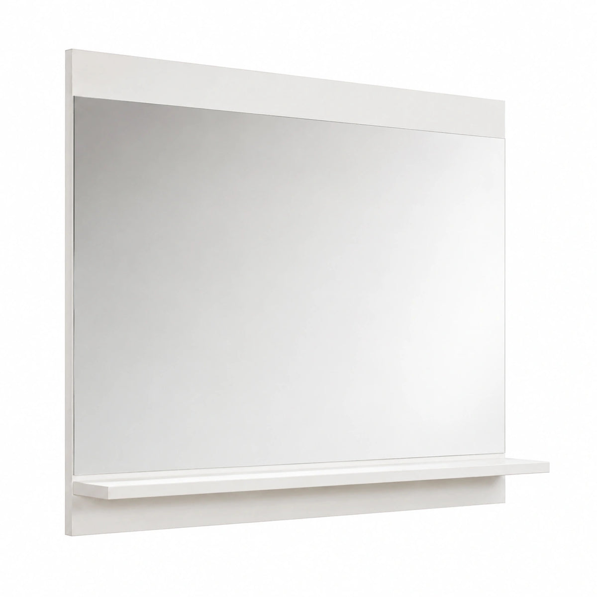 Specchio Rettangolare da Parete con Ripiano Integrato per Bagno Specchiera con Mensola da Appendere 50 × 60 × 12 cm Ingresso Corridoio - Bianco