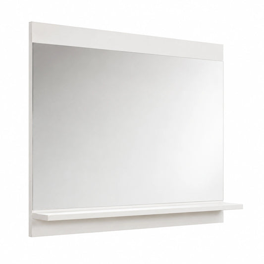 Specchio Rettangolare da Parete con Ripiano Integrato per Bagno Specchiera con Mensola da Appendere 50 × 60 × 12 cm Ingresso Corridoio - Bianco