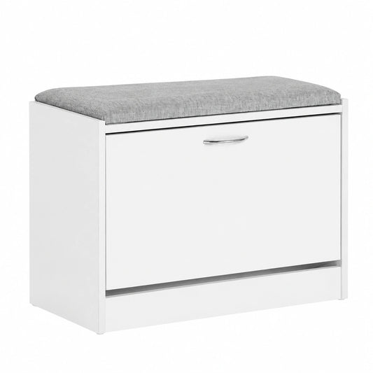 Panca scarpiera con cuscino 60 × 30 × 46cm per ingresso, Cassapanca porta scarpe in legno truciolato, cuscino in similpelle, contenitore sotto