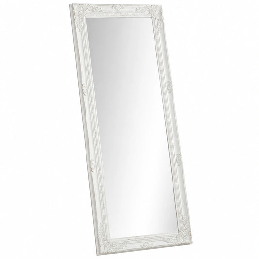 Specchio in Legno Bianco con Cornice Shabby, Specchiera da Parete Rettangolare per camera da letto, bagno o soggiorno, Specchio Shabby Bianco