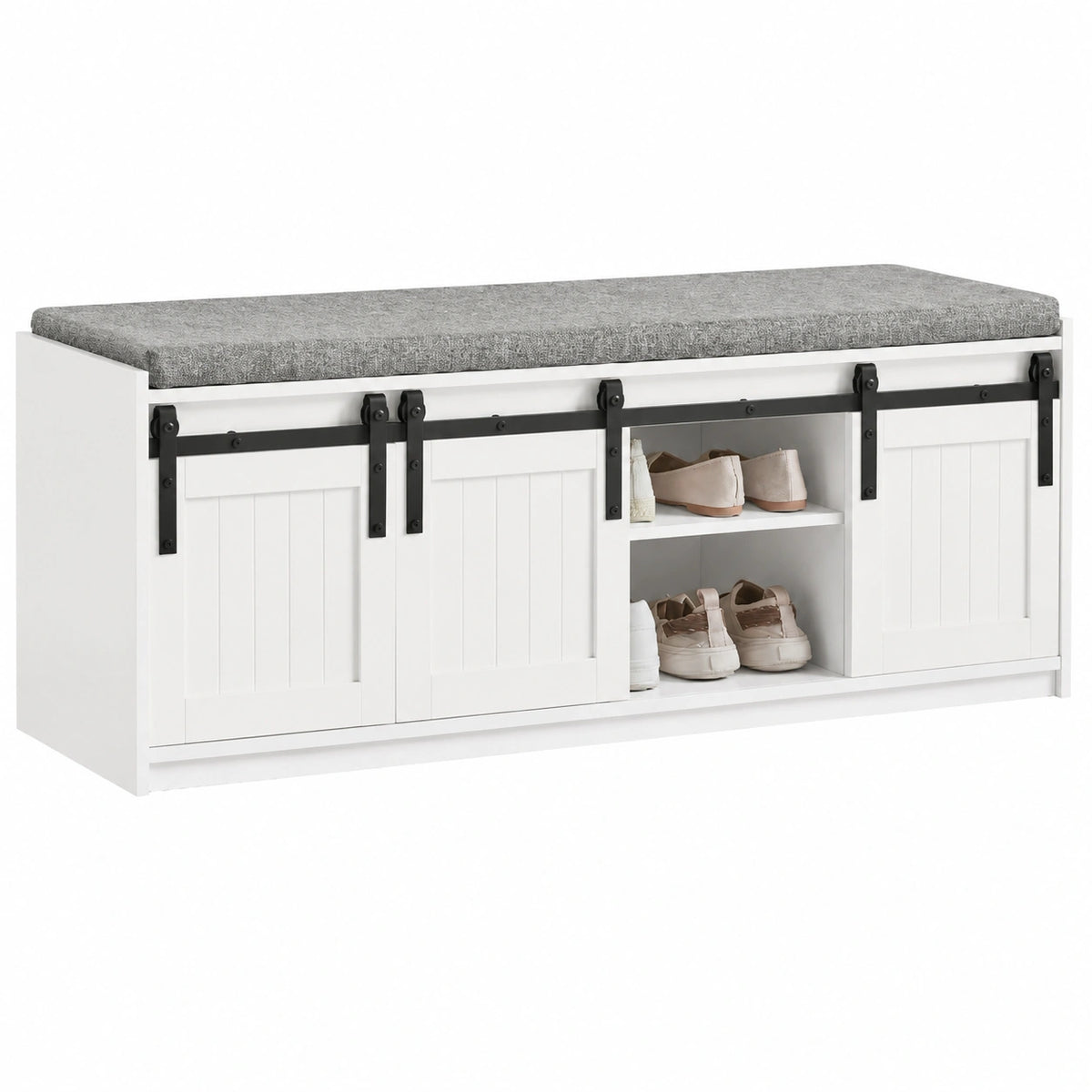 Panca Scarpiera Ingresso con Seduta e Vano Contenitore con Ante Scorrevoli - 120 × 35 × 45cm - Capacità di Carico Fino a 200kg, Salvaspazio