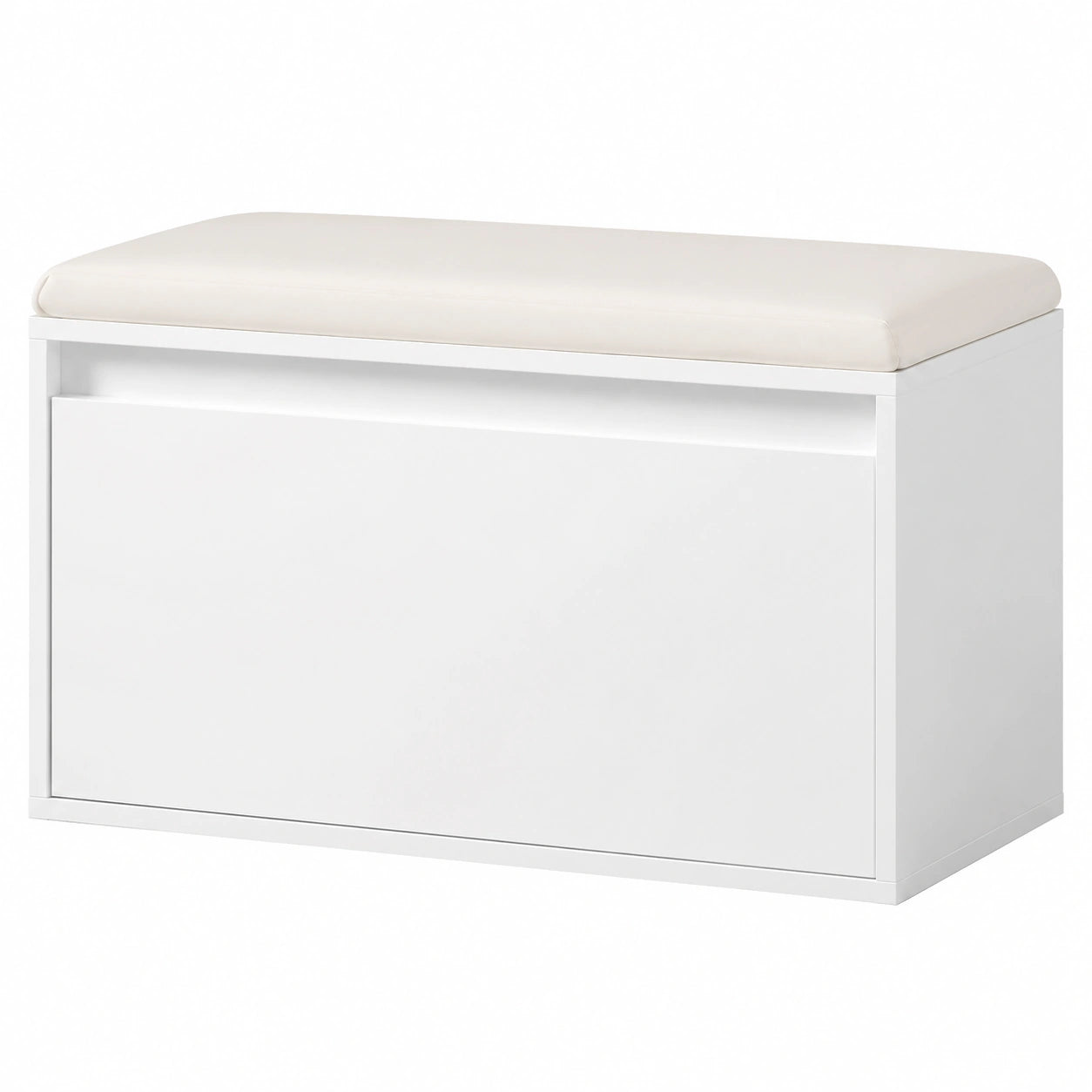[en.casa] Panchina Portascarpe con Cassetto Scarpiera con Seduta Imbottita Similpelle e Contenitore Estraibile per Ingresso Camera 80 × 39 × 45 cm