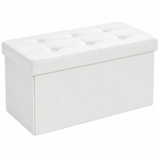 Contenitore 80L, Pouf Contenitore, Panca Poggiapiedi Pieghevole, Capacità di Carico di 300 kg, Rivestimento in Similpelle