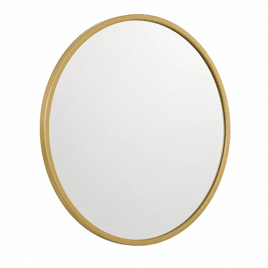 Specchio da Parete Rotondo, Specchio Bagno, 60cm, Dorato, Specchio Tondo