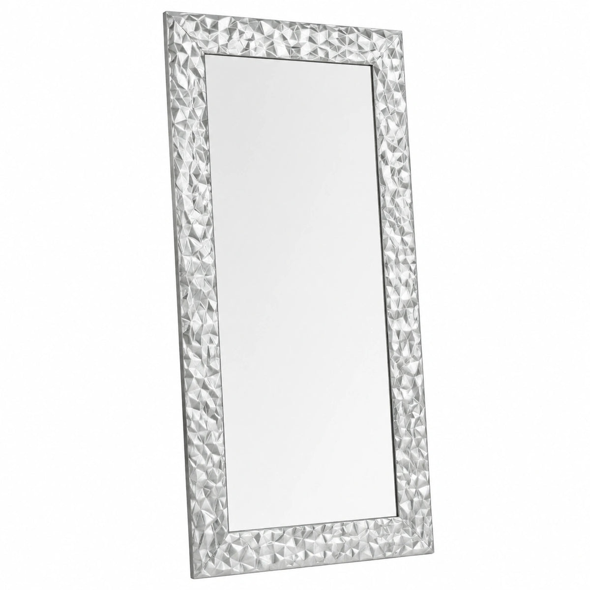 Specchio da parete argento cornice legno 41 × 81 in Italy Specchiera rettangolare per camera bagno ingresso corridoio soggiorno