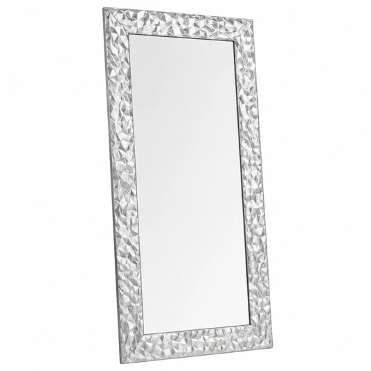 Specchio da parete argento cornice legno 41 × 81 in Italy Specchiera rettangolare per camera bagno ingresso corridoio soggiorno
