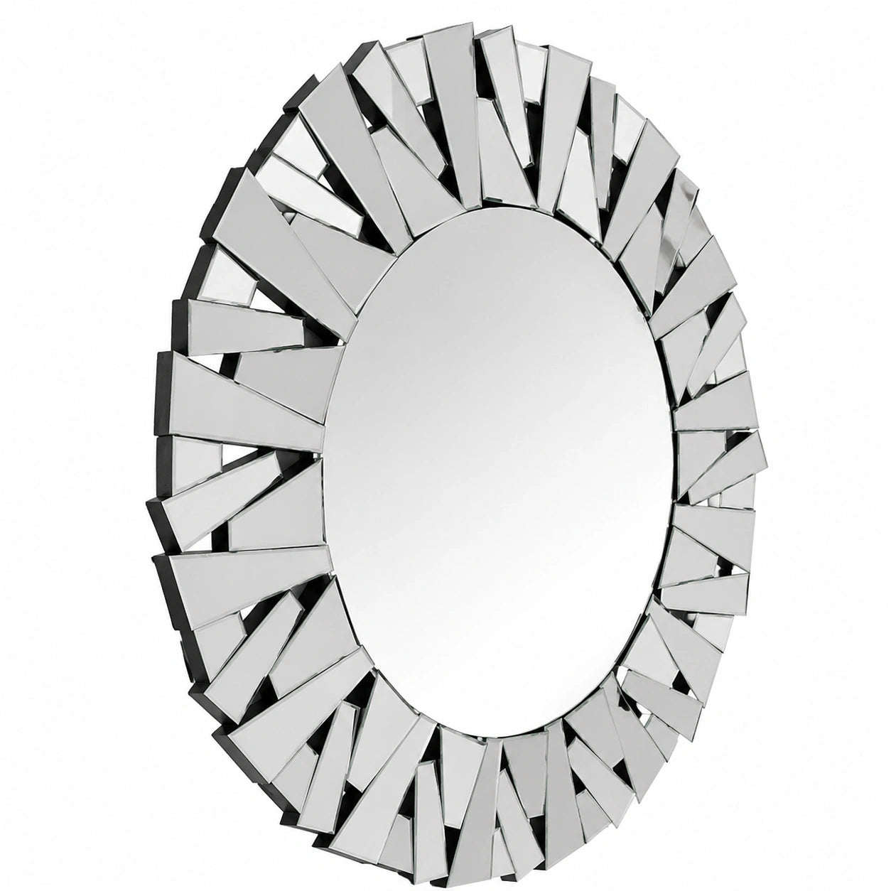 Specchio da Parete Rotondo 80cm - Camera da Letto, Ingresso, Soggiorno, Salotto - Tondo in Cristallo Vetro HD Decorativo Particolare - Argento
