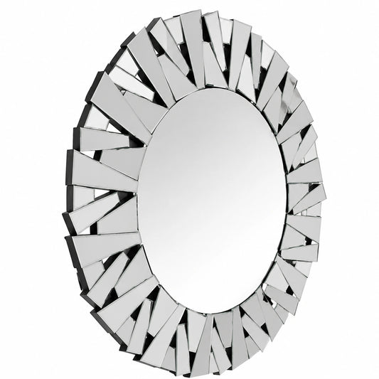 Specchio da Parete Rotondo 80cm - Camera da Letto, Ingresso, Soggiorno, Salotto - Tondo in Cristallo Vetro HD Decorativo Particolare - Argento