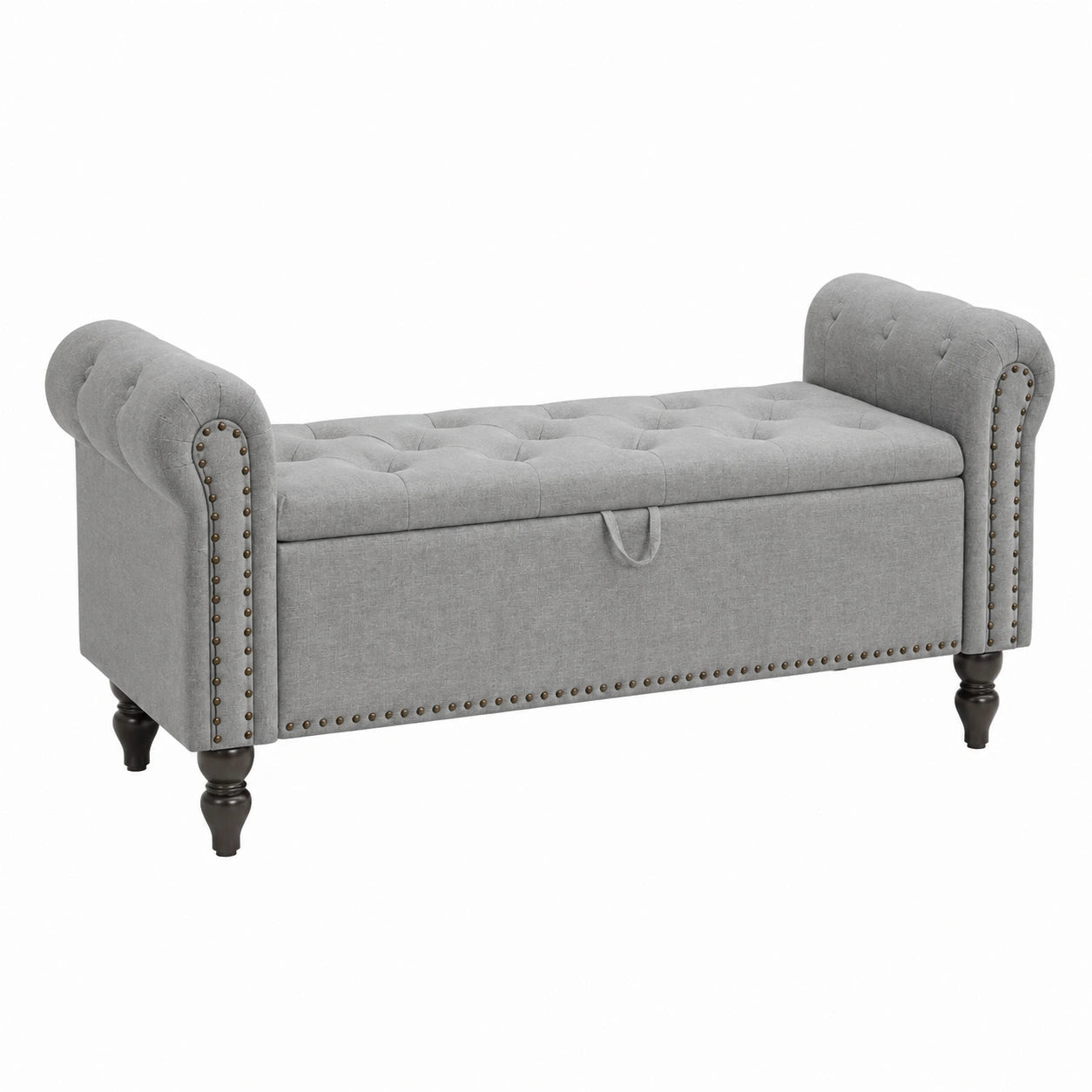 Panca Fondo Letto 130cm, Cassapanca Contenitore Panca Portaoggetti, Pouf Organizzatore Poggiapiedi Scarpiera con Braccioli Arrotolati per Soggiorno