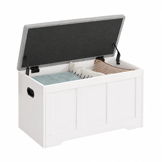 Cassapanca con Coperchio, 2 Cerniere di Sicurezza, Panchina Portascarpe, Stile Rustico, per Ingresso