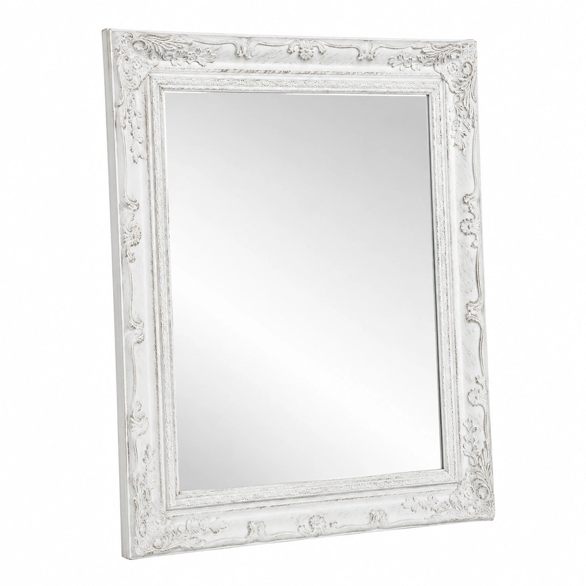 Specchio da parete 74 × 64 × 4 cm - Specchio bagno con cornice bianca - Specchio shabby - Specchi decorativi per la casa - Specchio da parete