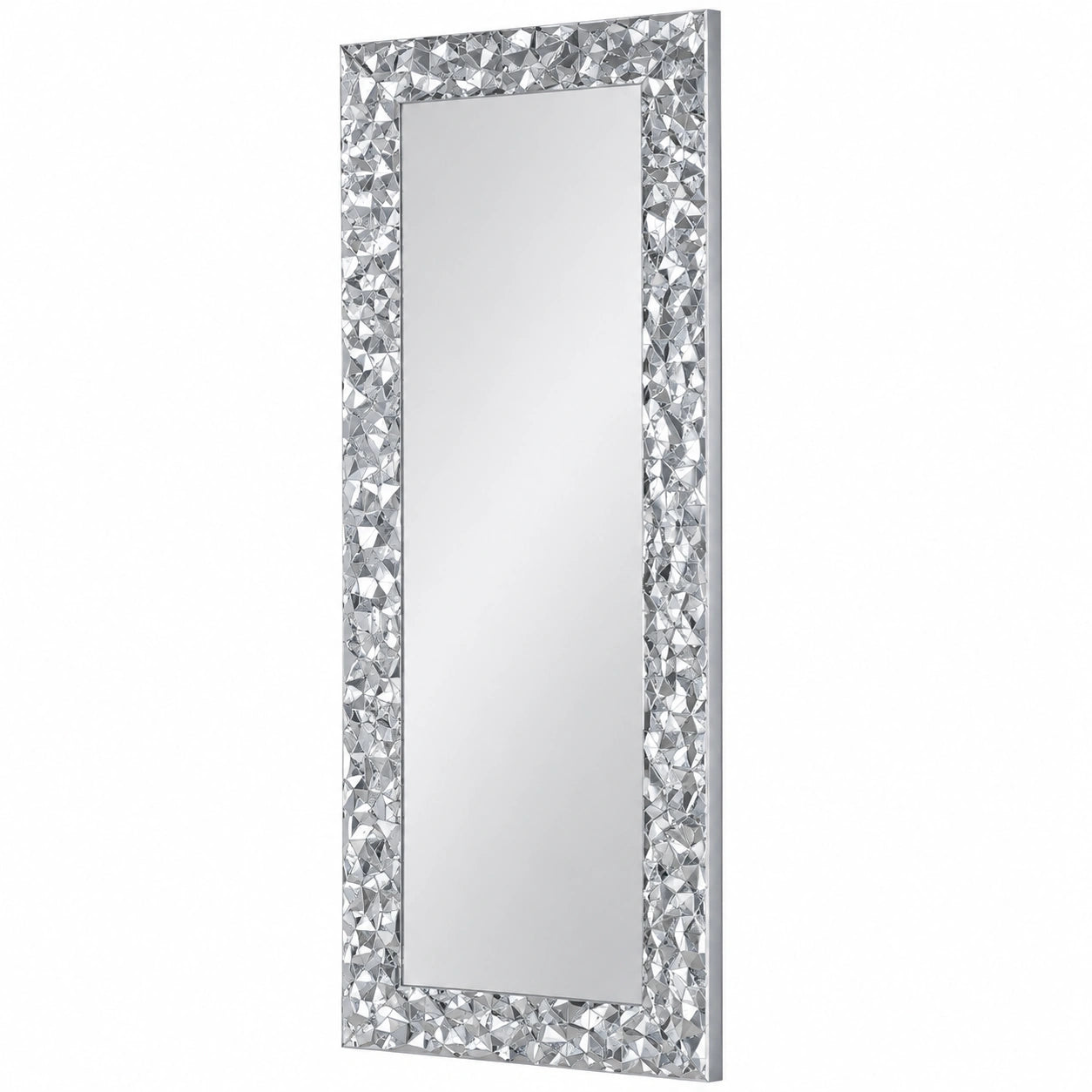 Specchio da Parete moderno, Specchiera 52 × 147 Foglia Argento, in Italy, Specchio lungo da muro, Specchio legno
