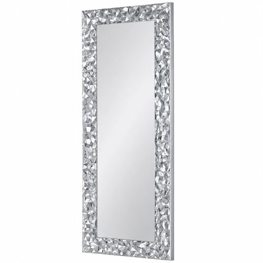 Specchio da Parete moderno, Specchiera 52 × 147 Foglia Argento, in Italy, Specchio lungo da muro, Specchio legno