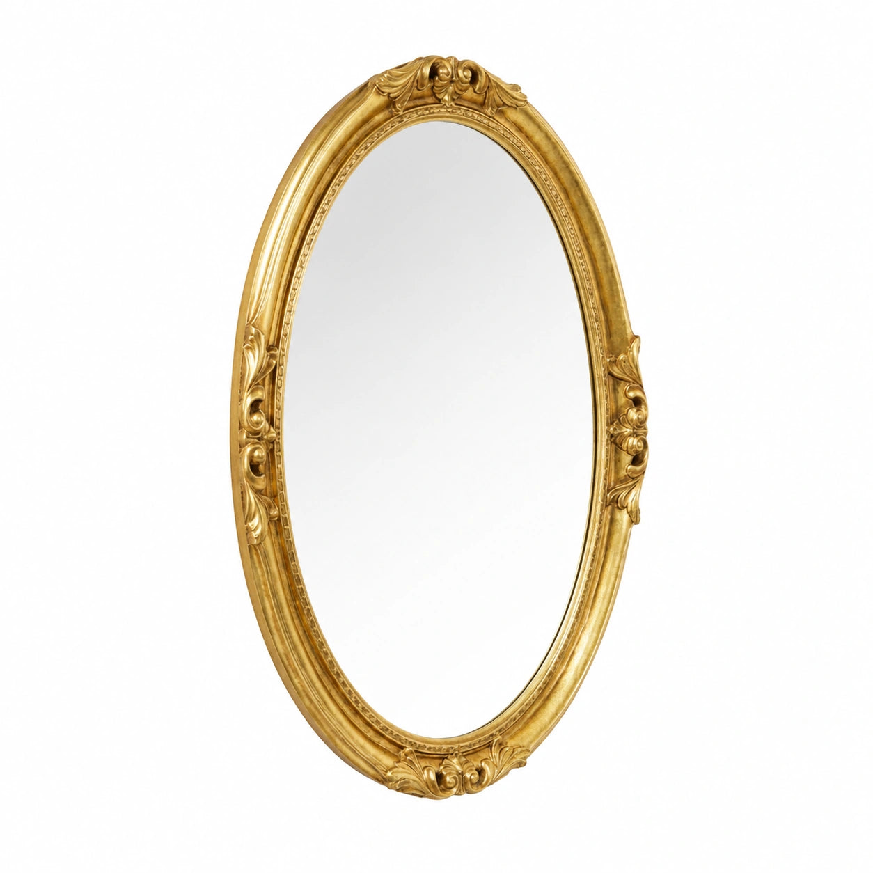Specchio da Parete Ovale, Specchi classici stile barocco foglia oro 63 × 83, in Italy, Specchiera oro antico muro cornice legno, Specchiere camera