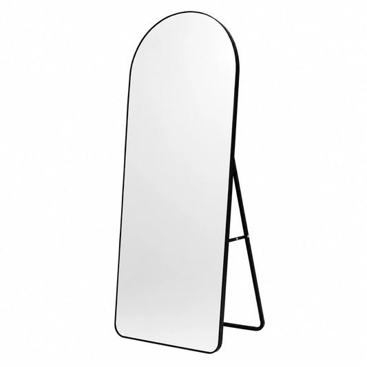 Specchio da Terra 160 × 50 cm, Nero Leggero, Vetro Temperato, Cornice in alluminio, specchio da terra dal moderno
