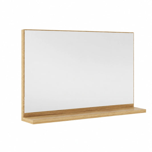 Specchio Bagno da Parete con Mensola 60 × 12 × 40 cm Color Legno, Specchiera Moderna Multiuso, per Bagno, Camera e Ingresso