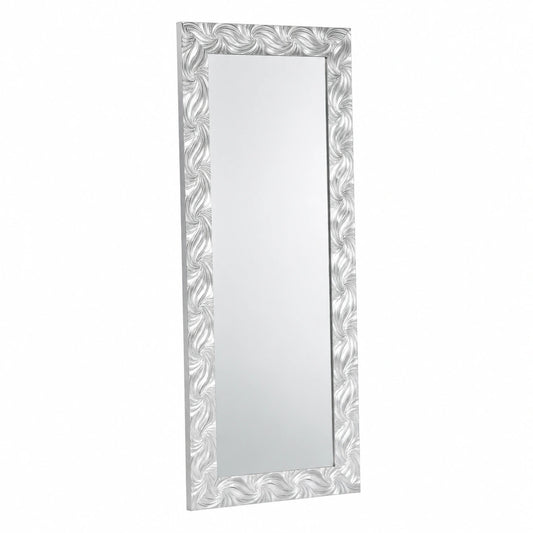 Specchio da Parete cornice legno argento 50 × 145 cm da appendere in orizzontale, verticale per camera ingresso soggiorno. in Italy.
